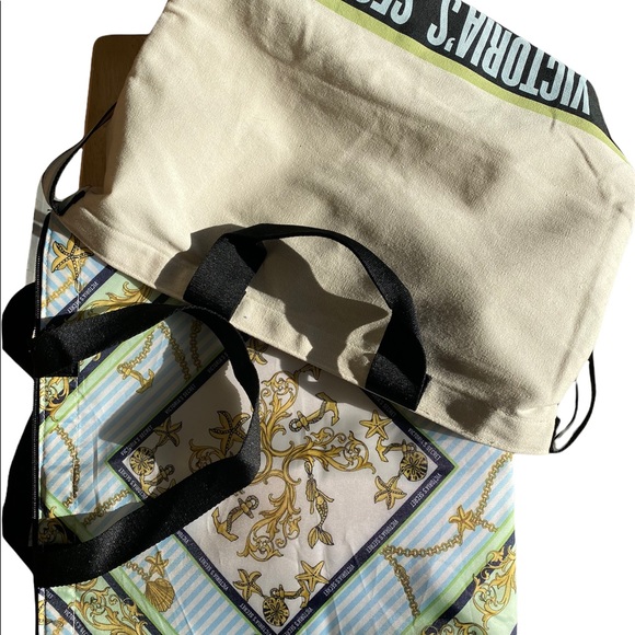 NWT Victoria’s Secret VS Canvas Tote and Gold Cooler Tote Bag Set - Picture 3 of 8